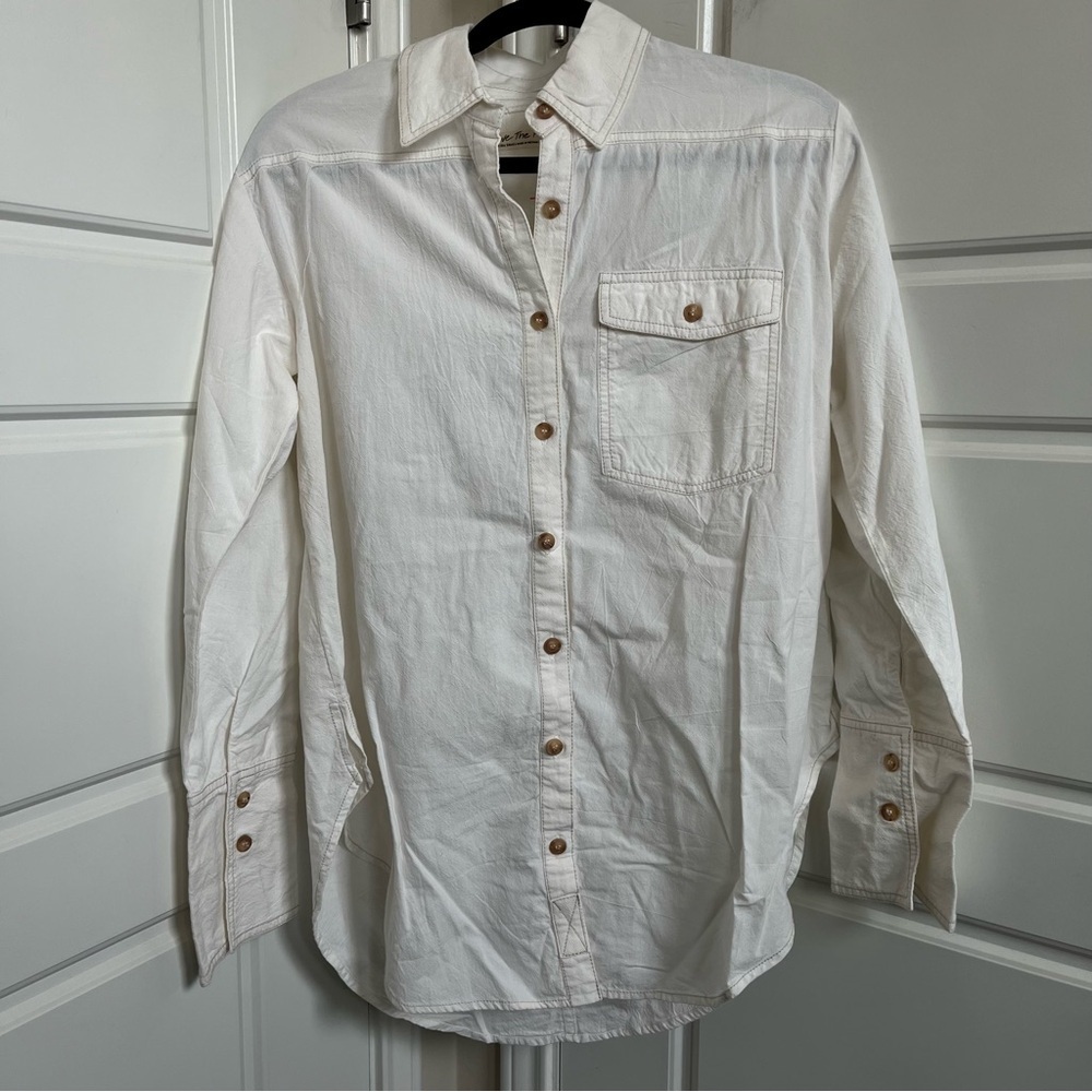Free People We The Free Manchester Solid Top in White Combo NWT Size XS - Picture 2 of 6